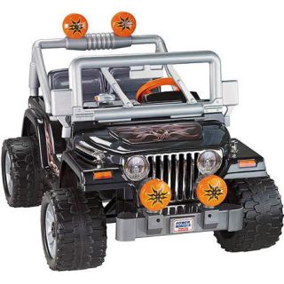 Fisher Price Power Wheels Black Tough Talkin' Jeep 12 Volt Battery Powered Ride On