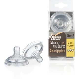Tommee Tippee Closer to Nature Nipple, Variable Flow, 2 Pack, BPA Free
