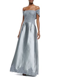 Helen Morley Off the Shoulder Lace Bodice Gown
