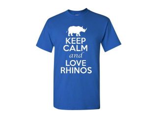 Keep Calm and Love Rhinos Adult T Shirt Tee