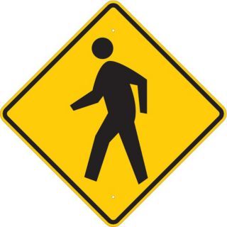 BRADY Symbol Pedestrian Crossing Pictogram, Engineer Grade Aluminum Traffic Sign, Height 30", Width 30"   Parking and Traffic Signs   1K837|94235