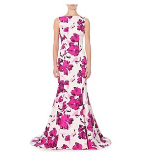 OSCAR DE LA RENTA   Floral print silk gown