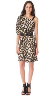David Szeto One Shoulder Leopard Dress