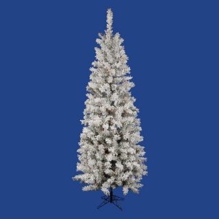 Vickerman 5.5 ft Pre Lit Flocked Slim Artificial Christmas Tree with Multicolor Incandescent Lights