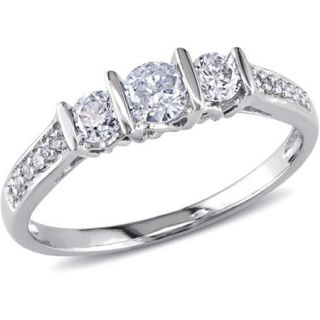 1/2 Carat T.W. Three Stone Diamond Engagement Ring in 10kt White Gold