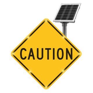 TAPCO Caution LED Traffic Sign, Yellow LED Color, Power Requirements: Solar   LED Traffic Signs and Signals   23L592|2180 C00065