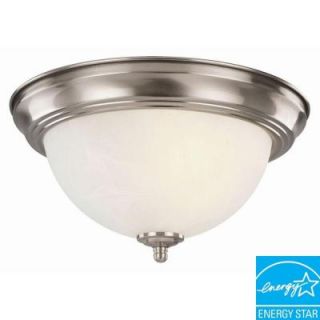 Design House Liberty 1 Light Satin Nickel Energy Star Ceiling Mount Light with Alabaster Glass 519595