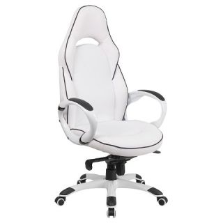 Executive Swivel Office Chair Black Trim White Vinyl   Flash Furniture