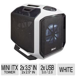 Corsair Graphite Series 380T Mini ITX PC Case   2x Fans Installed, 7x fans Supported, 2x 3.5in Drive Bays, 2x 2.5in Drive Bays, 2x USB 3.0, White   CC 9011060 WW