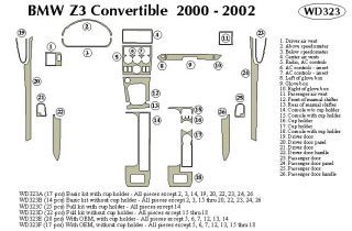 2000, 2001, 2002 BMW Z3 Wood Dash Kits   B&I WD323B DCF   B&I Dash Kits