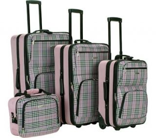 Rockland 4 Piece Luggage Set F105   Pink Cross