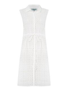 Dickins & Jones Broderie Anglais Shirt Dress Coverup White