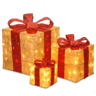 National Tree Company Pre Lit Gold Sisal Gift Box Assortment