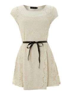 Pussycat Lace sweetheart belted skater dress