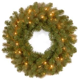 National Tree Company 26 Downswept Douglas Wreath with Warm White LED