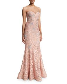 Jovani Strapless Lace Mermaid Gown