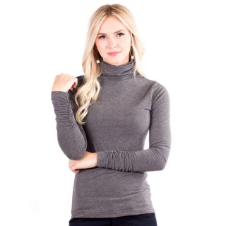 Womens Ruched Long Sleeve Turtle Neck