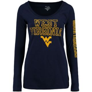 West Virginia Mountaineers Alta Gracia (Fair Trade) Womens Isabel Relaxed Fit Long Sleeve T Shirt   Navy
