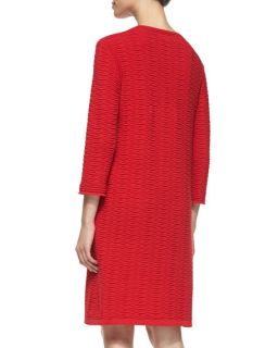 Joan Vass Sand Stitched Zip Pocket Shift Dress