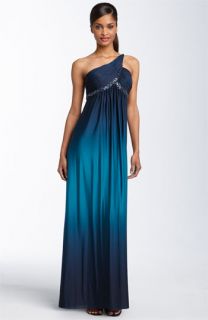Adrianna Papell One Shoulder Beaded Jersey Gown