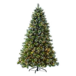 Martha Stewart Living 7.5 ft. Indoor Pre Lit Glittery Bristle Pine Artificial Christmas Tree 9315800610