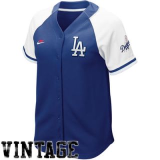 Nike L.A. Dodgers Womens Royal Blue White Cooperstown Quick Pick Vintage Baseball Jersey