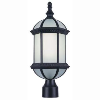 Bel Air Lighting Energy Saving 1 Light Outdoor Black Post Top Lantern with Frosted Glass PL 4186 BK