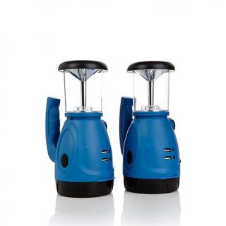2 pack of Hand Crank Searchlight Lanterns with USB Chargers   7265115