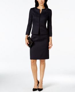 Tahari ASL Petite Beaded Jacquard Skirt Suit   Wear to Work   Women