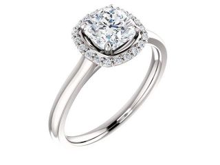 1.81 carat cushion & round diamonds white gold 14K anniversary ring new