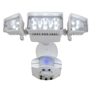 Utilitech 360 Degree 3 Head Dual Detection Zone White Led Motion Activated Flood Light Timer Included