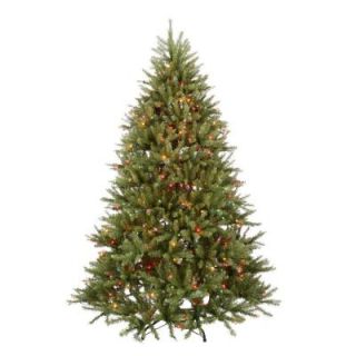 National Tree Company 7.5 ft. Pre Lit Dunhill Fir Hinged Artificial Christmas Tree with Multi Color Lights DUH 75RLO