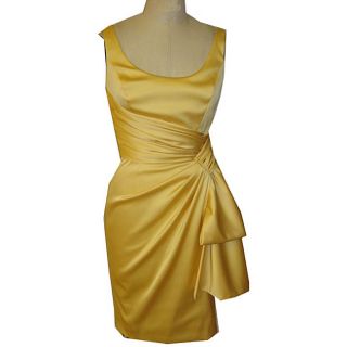 Maggy London Womens Yellow Stretch Satin Dress  