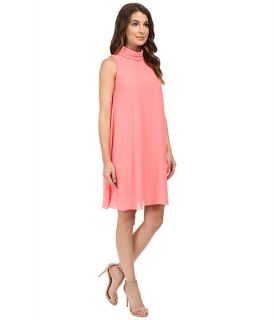Vince Camuto Sleeveless Mock Neck Flyaway w/ Fitted Under Dress Guava