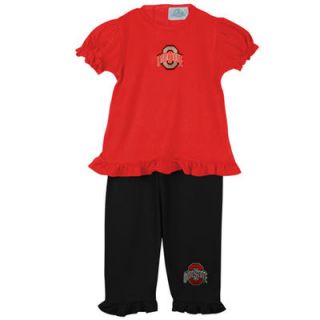 Ohio State Buckeyes Toddler Girls Frill T Shirt & Pants Set   Scarlet/Black