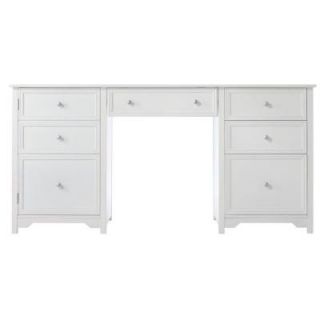 Home Decorators Collection Oxford 1 Door with 4 Drawer Wood Executive Desk in White 0151200410