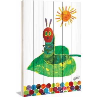 Eric Carle Sunning Caterpillar Art Print on White Pine Wood