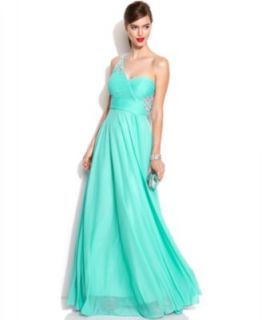 Xscape One Shoulder Embellished Cutout Gown