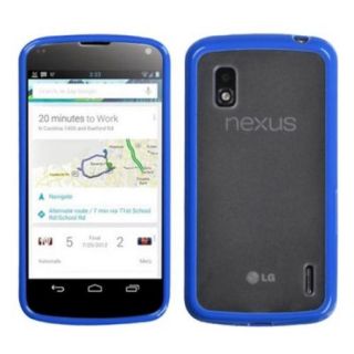 Insten Transparent Clear/Dark Blue Gummy Cover Case for LG E960 (Nexus 4)