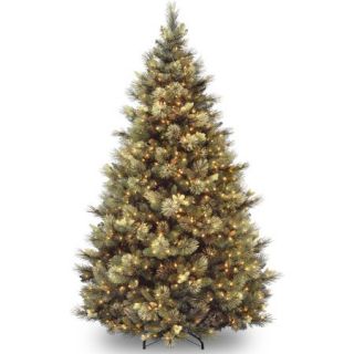 National Tree Pre Lit 7 1/2' Carolina Pine Hinged Artificial Christmas Tree with 86 Flocked Cones and 750 Clear Lights