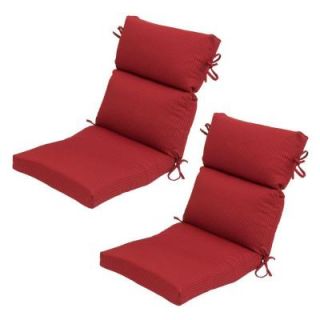 Hampton Bay Chili Solid High Back Outdoor Chair Cushion (2 Pack) 7718 02002600