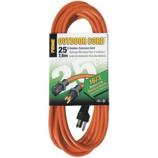 Prime Wire 25 Foot 16/3 SJTW Medium Duty Extension Cord, Orange