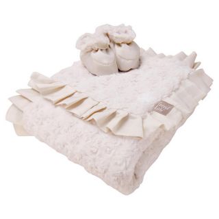 Trend Lab Cream Velour Receiving Blanket & Reversible Bootie Gift Set    Trend Lab