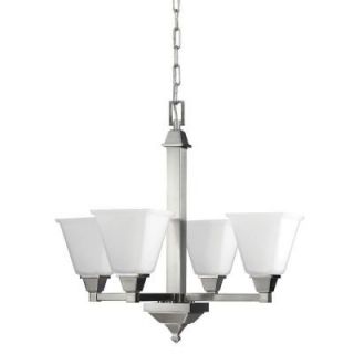 Sea Gull Lighting Denhelm 4 Light Brushed Nickel Chandelier with Inside White Painted Etched Glass 3150404 962