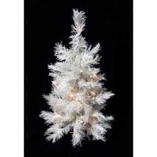 18" Pre Lit Snow White Artificial Christmas Tree   Clear Lights
