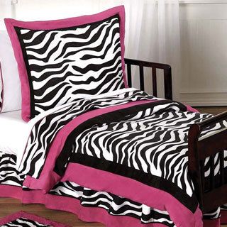 Sweet Jojo Designs Girls 5 piece Hot Pink Zebra Toddler Comforter Set