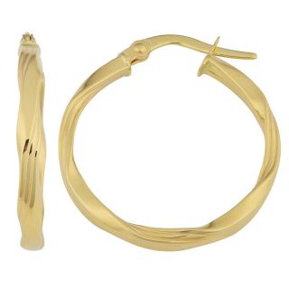 Fremada 18K Yellow Gold High polish Ribbed Twist Hoop Earrings