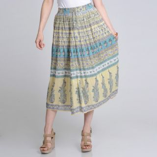 La Cera Womens Floral Print Crinkled Maxi Skirt   15324786  