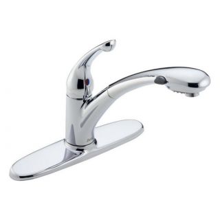 Delta 470 PROMO DST Signature Single Handle Kitchen Faucet in Chrome with Pull out Spray and Diamond Seal Technology