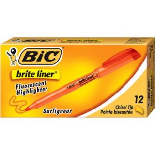 BIC Brite Liner Highlighter, Chisel Tip, Orange, 1 Dozen